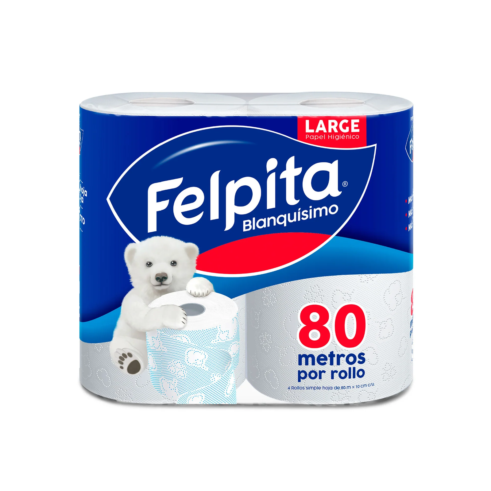 Bolsón papel higiénico Felpita 10 paquetes de 4 rollos de 80 metros