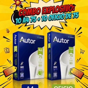COMBO EXPLOSIVO Resma Autor A4 75gr (x10) + Resma Autor Oficio 75gr (x10)